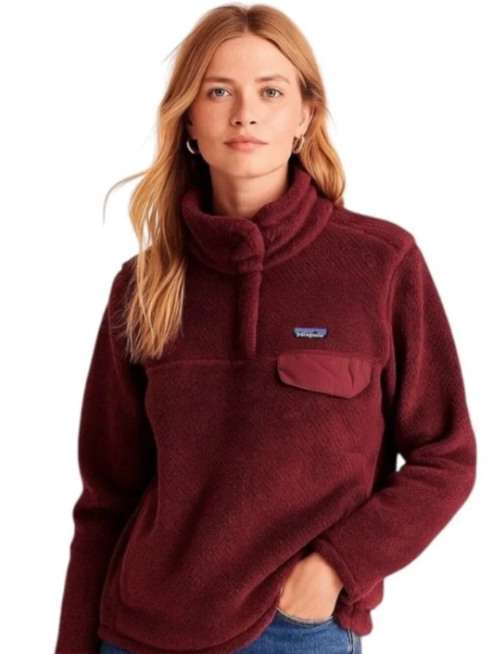 Patagonia Women's Re-Tool Snap-T Pullover in Burgundy Red EUC